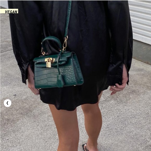 Mini Top Handle Bag Green Croc - Picture 1 of 2